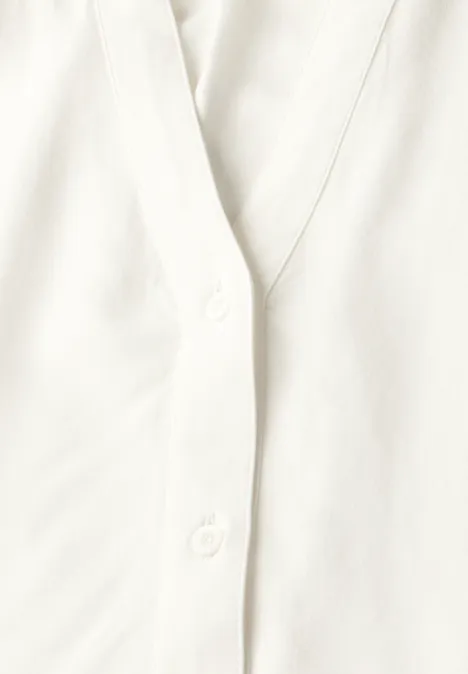 Kurzarmbluse in Unifarbe off white