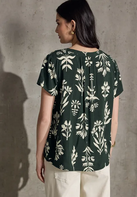 Gemusterte Kurzarmbluse desert pine green