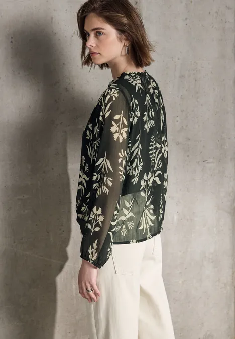 Gemusterte Chiffon-Tunika desert pine green