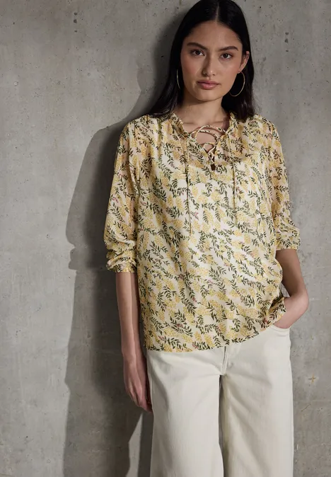 Gemusterte Chiffon-Tunika blend yellow