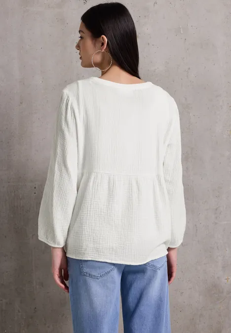 Musselintunika mit Stickerei off white