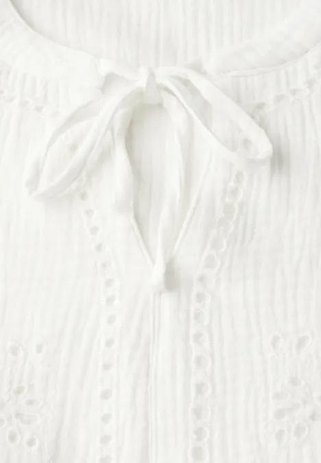 Musselintunika mit Stickerei off white