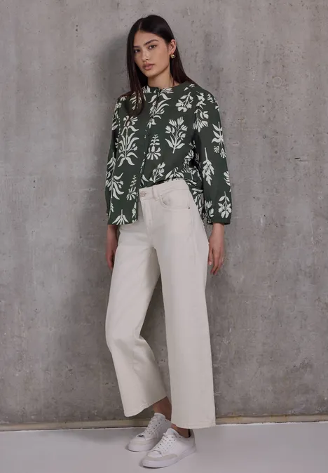 Gemusterte Baumwollbluse desert pine green