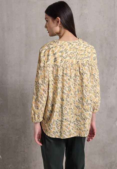 Gemusterte Baumwollbluse blend yellow