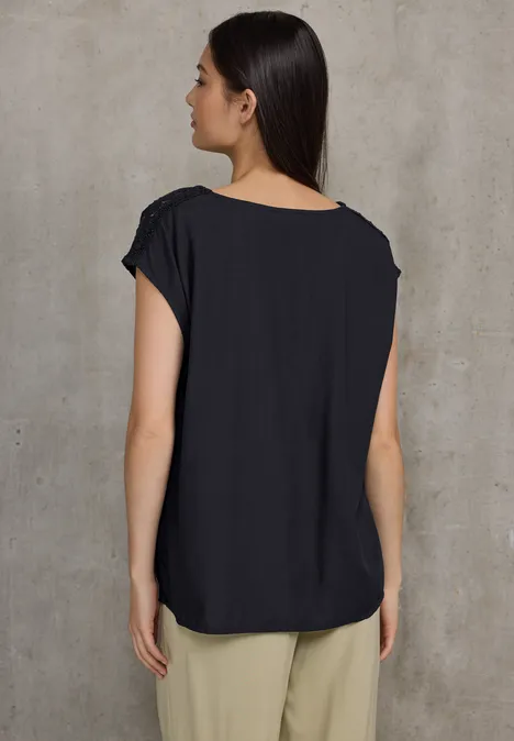 Blusenshirt mit Spitze Black