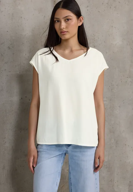 Blusenshirt mit Spitze off white