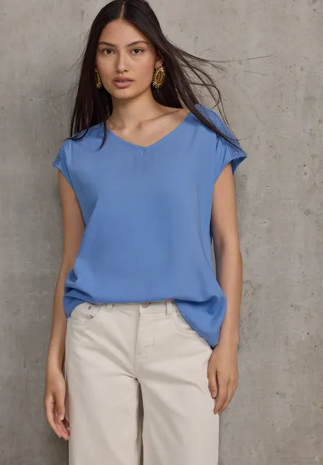 Blusenshirt mit Spitze sunset blue