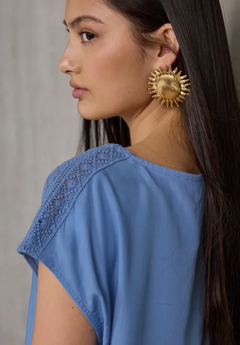 Blusenshirt mit Spitze sunset blue