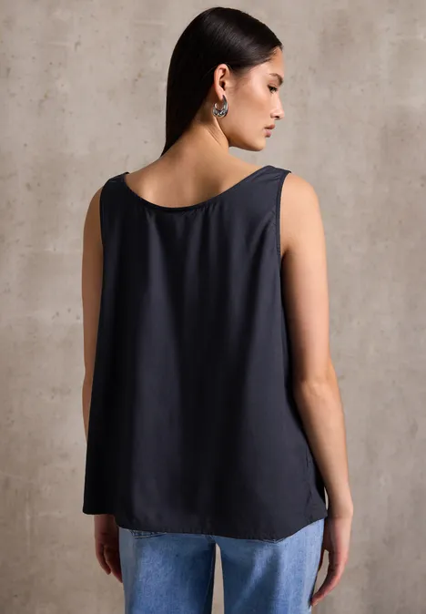 Blusentop mit Knotendetail dark void blue