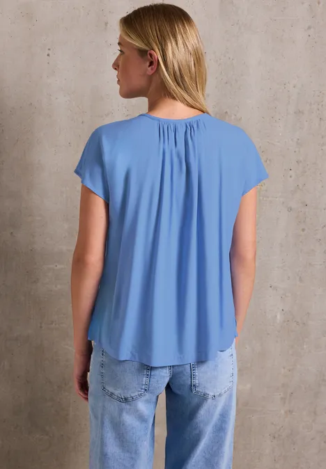 Viskosebluse mit Raffung sunset blue