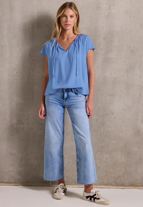 Viskosebluse mit Raffung sunset blue