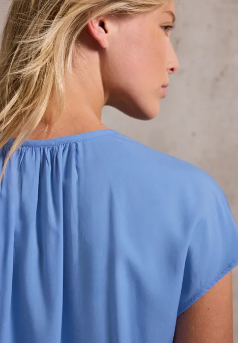 Viskosebluse mit Raffung sunset blue