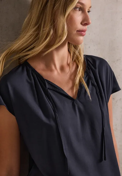 Viskosebluse mit Raffung dark void blue