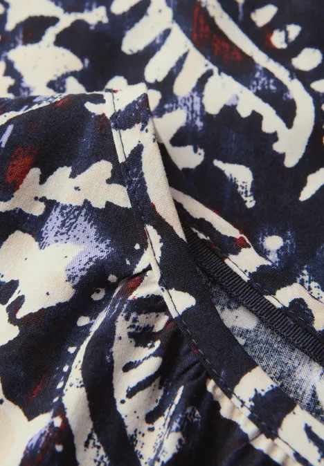 Gemusterte Bluse mit Raffung dark void blue