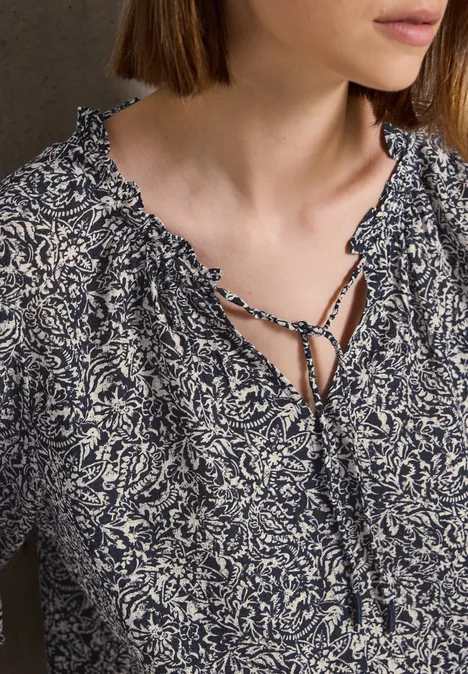 Gemusterte Bluse mit Rüschen void blue