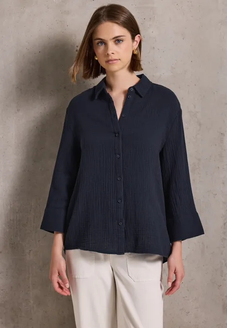 Musselin Hemdbluse dark void blue