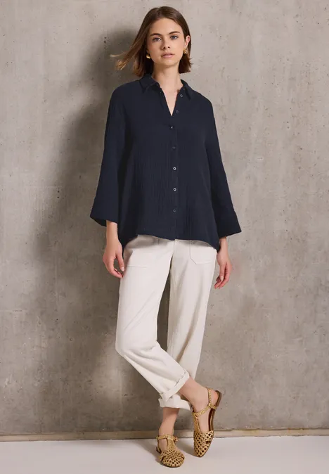 Musselin Hemdbluse dark void blue