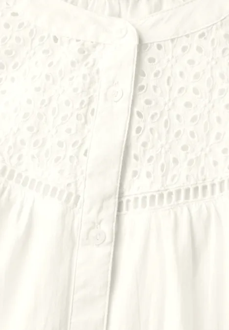 Kurzarmbluse mit Stickerei off white
