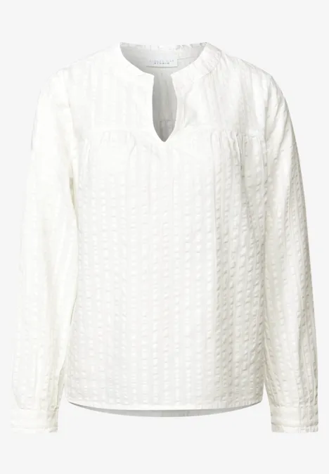 Seersucker Bluse mit Rüschen off white