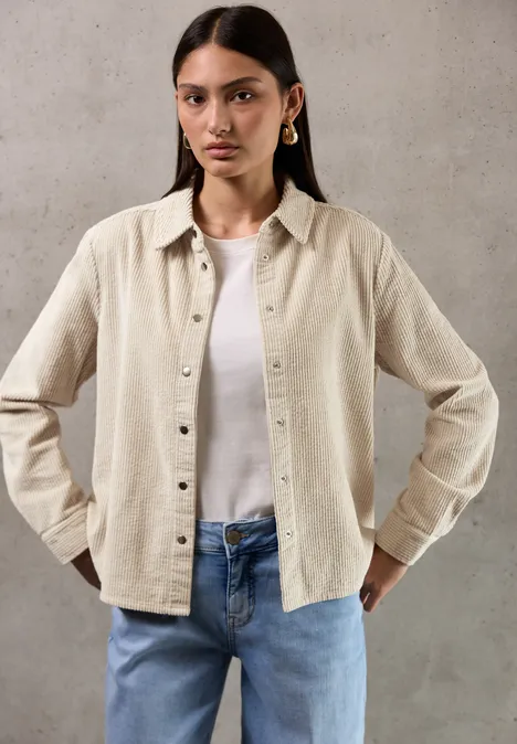 Softe Cord Hemdbluse morn beige