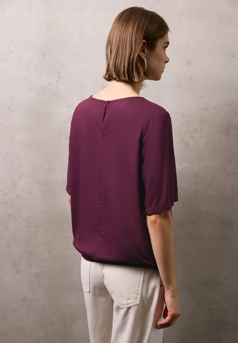 Blusenshirt mit Elastiksaum dark plum red