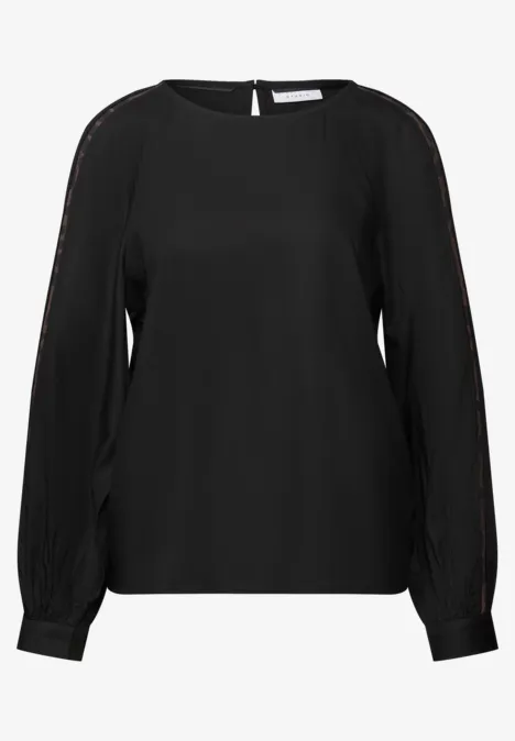Raglan Bluse mit Tapedetails Black