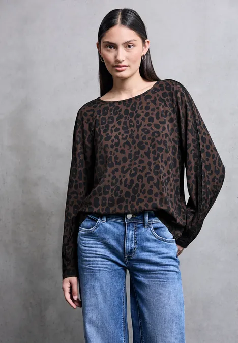 Leo Raglan Bluse mit Tape dark auburn brown