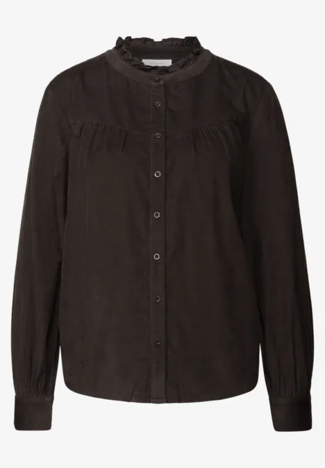 Blouse en velours côtelé avec détails à volants dark auburn brown