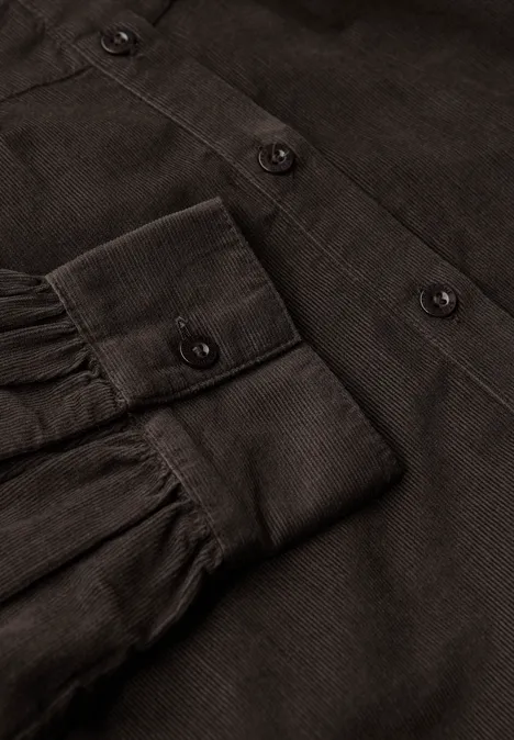 Cordbluse mit Rüschendetails dark auburn brown
