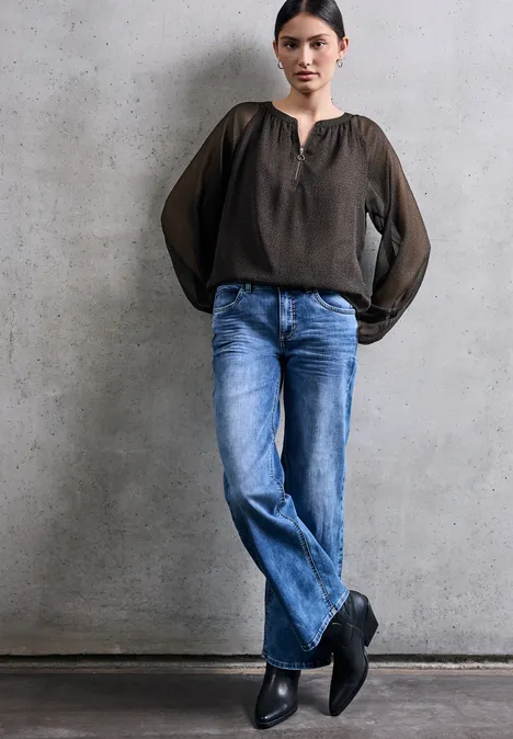 Chiffon leo blouse met rits null