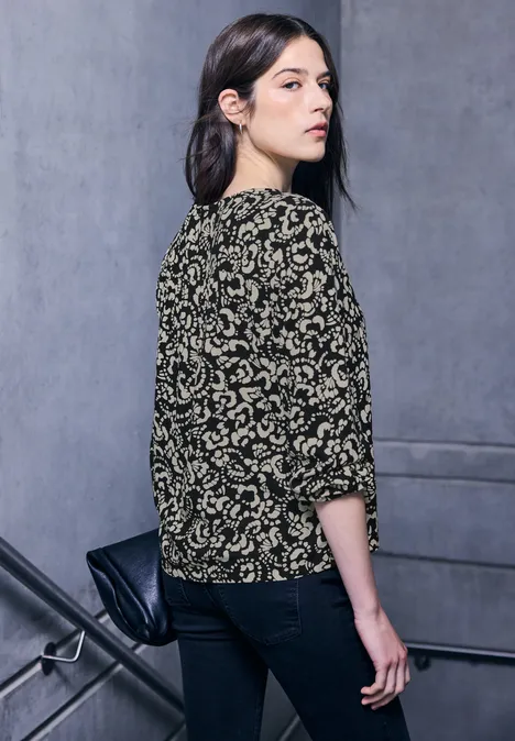 V-hals blouse met knopen Black