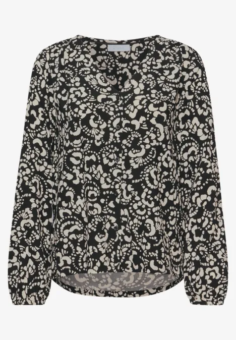 V-hals blouse met knopen Black