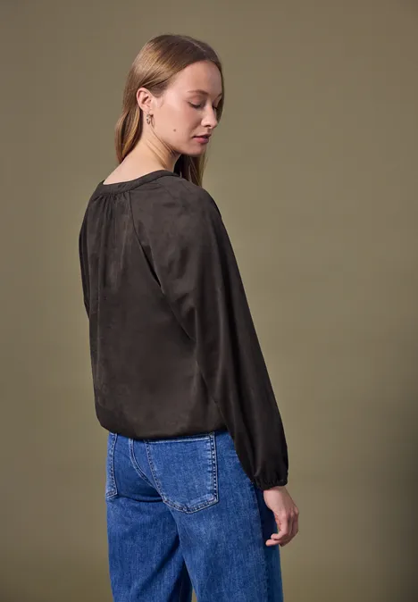 Tuniek van velours met ritssluiting dark auburn brown