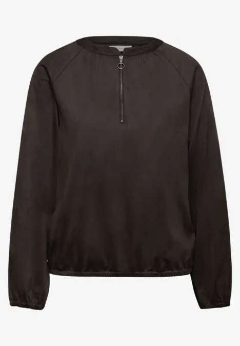Tuniek van velours met ritssluiting dark auburn brown