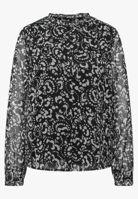 Gemusterte Chiffon Bluse Black