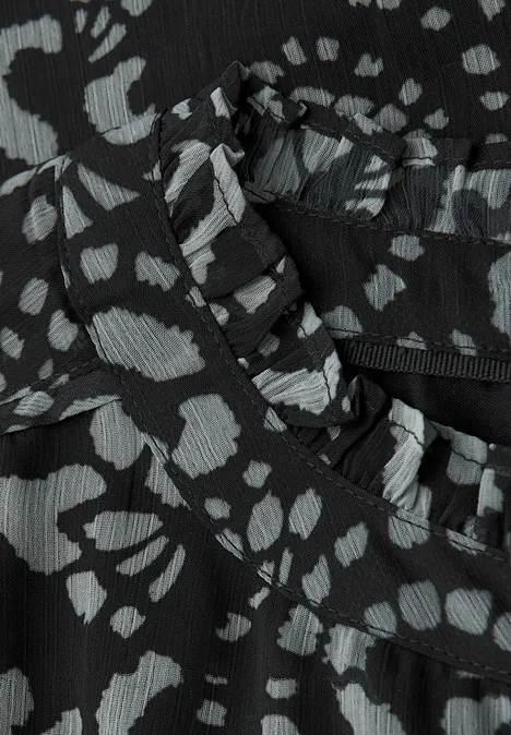 Gemusterte Chiffon Bluse Black