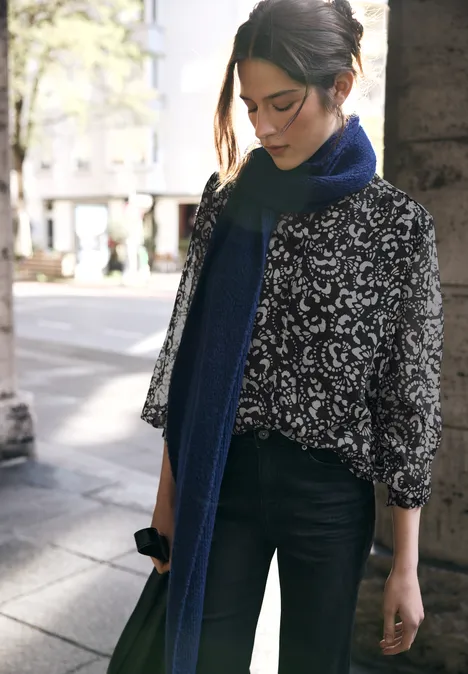 Gemusterte Chiffon Bluse Black Gemusterte Chiffon Bluse Black