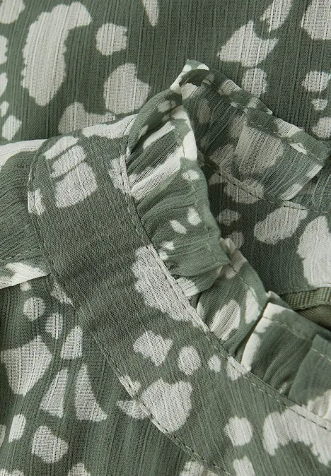 Gemusterte Chiffon Bluse dark reed green