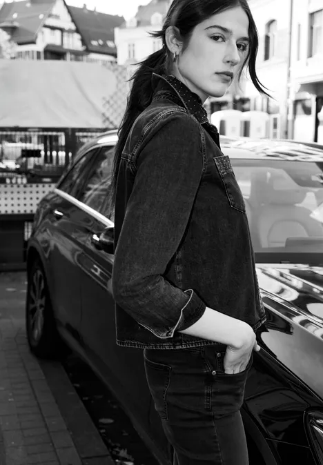 Jeanshemd mit Glitzerdetails Black Random Washed Jeanshemd mit Glitzerdetails Black Random Washed