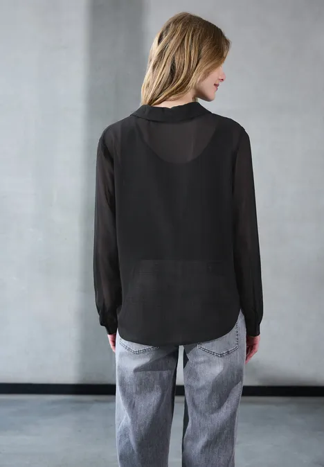 Chiffon overhemd blouse Black