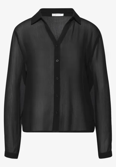 Chiffon overhemd blouse Black