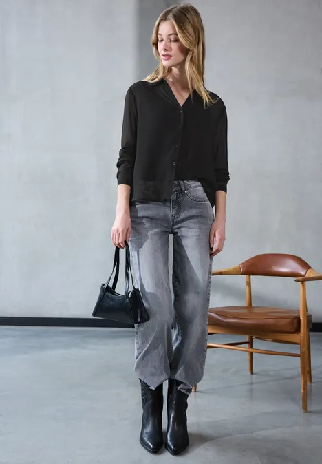Chiffon overhemd blouse Black