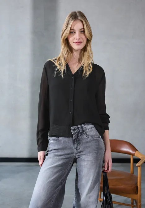 Chiffon overhemd blouse Black