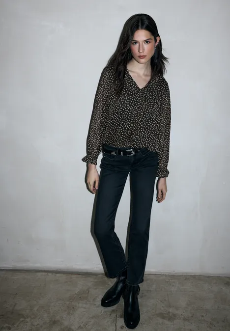 Chiffonbluse mit Volants Black Chiffonbluse mit Volants Black