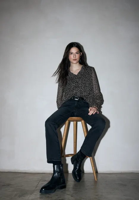 Chiffonbluse mit Volants Black Chiffonbluse mit Volants Black