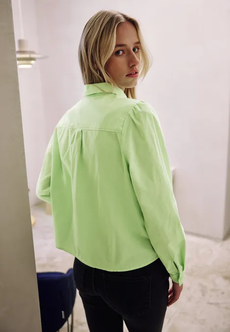 Cord Hemdbluse flare green