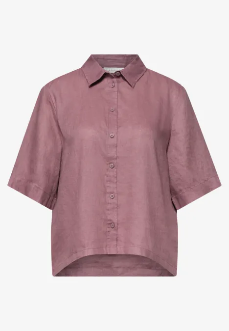 Kurzarm Hemdbluse aus Leinen hazy rose