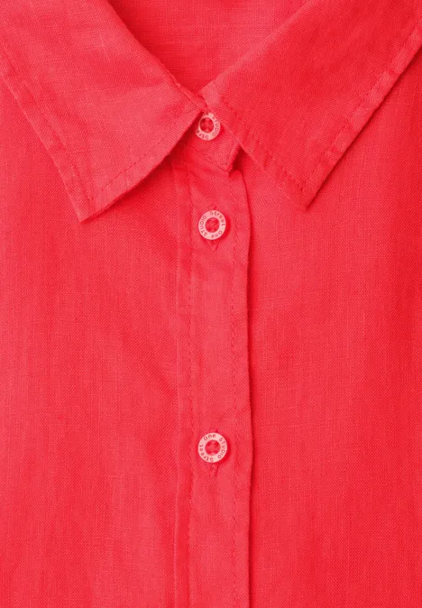 Kurzarm Hemdbluse aus Leinen chili red Kurzarm Hemdbluse aus Leinen chili red