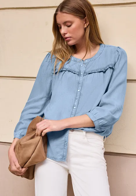 Blouse à manches 3/4 au look délavé Light Blue soft wash Blouse à manches 3/4 au look délavé Light Blue soft wash