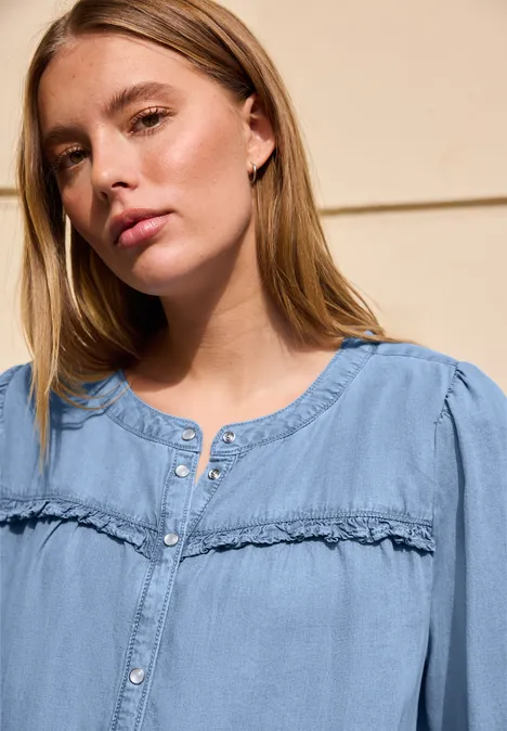 Blouse à manches 3/4 au look délavé Light Blue soft wash Blouse à manches 3/4 au look délavé Light Blue soft wash